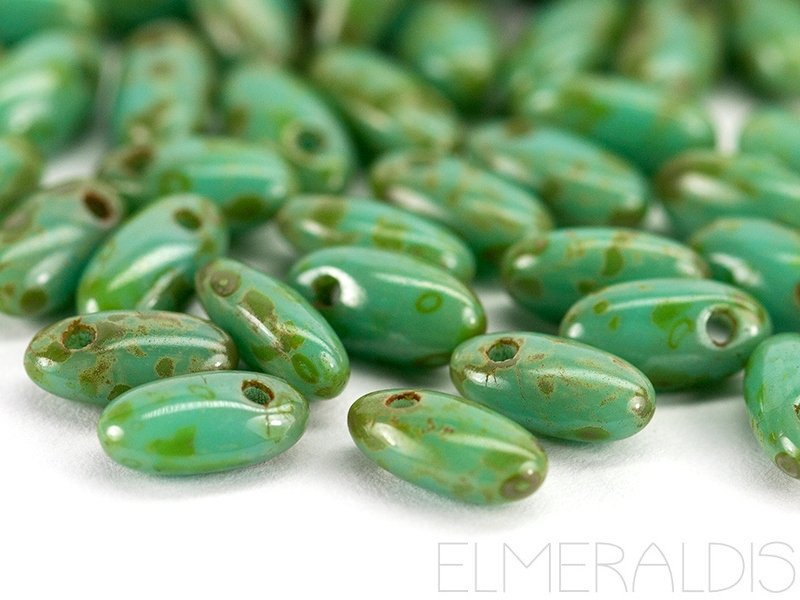 6mm Rizo Beads Jade Dark Picasso Türkis 10g