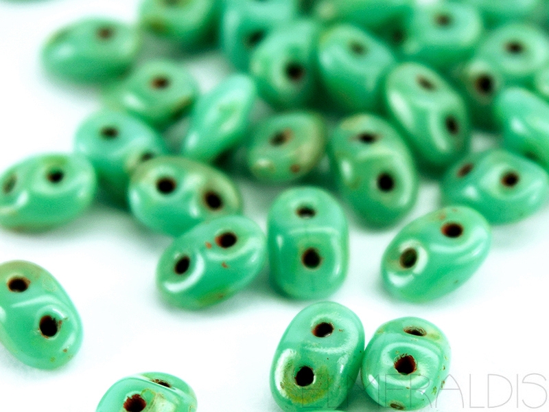 10g Super Duos Green Turquoise Picasso türkis