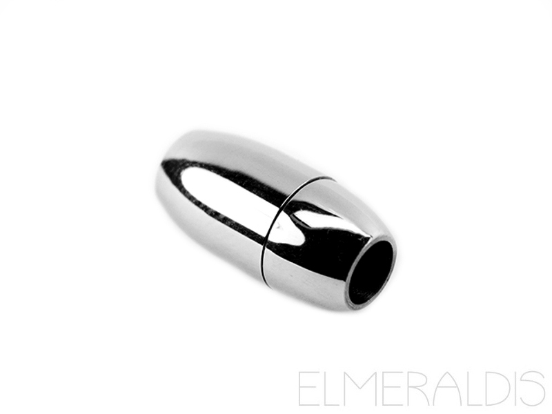 4 mm Magnetverschluß Edelstahl oval silberfarben