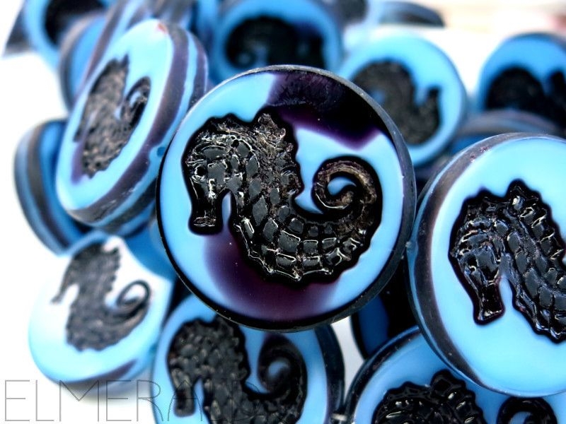 1x Seahorse Aqua Black Picasso