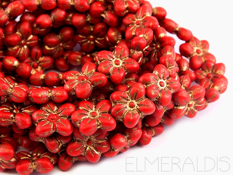 15mm Blumen Flowers Dark Red Bronze Picasso rot 4x