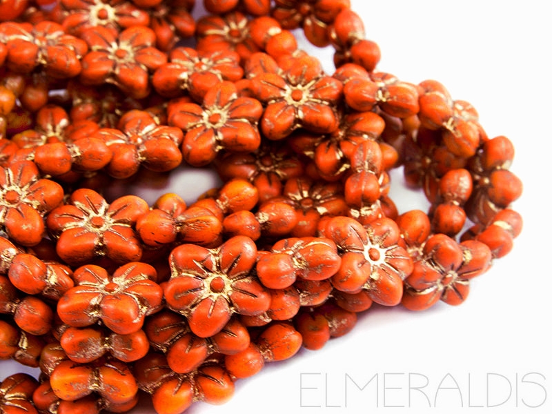 15mm Blumen Flowers Orange Bronze Picasso 4x