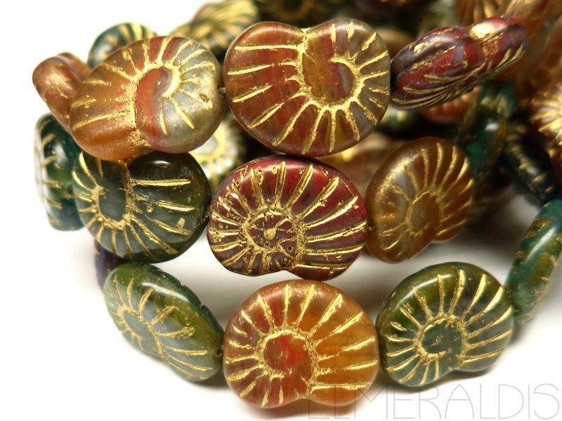 2x Snails Aqua Green Red Gold Picasso Schnecken