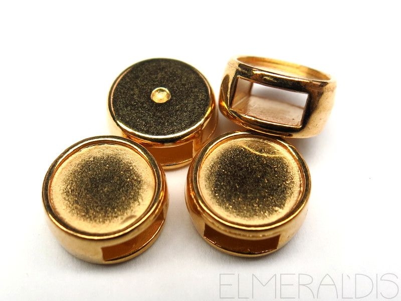 2 Slider Schiebeperlen goldfarben Cabochons 7mm