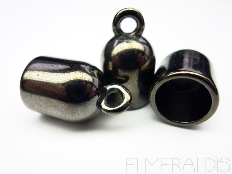 2 Endkappen rund gunmetal hematite innen 10mm