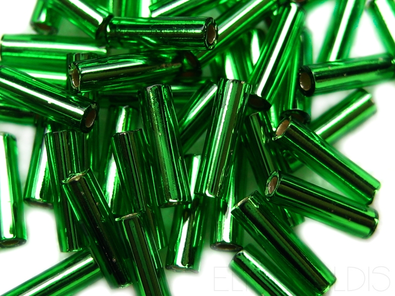 15mm Stiftperlen PRECIOSA Green Emerald Silbereinzug Dunkelgrün 10g