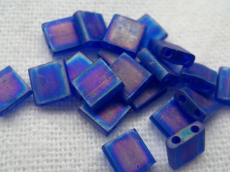 5g Miyuki Tila Beads Matte Cobalt AB