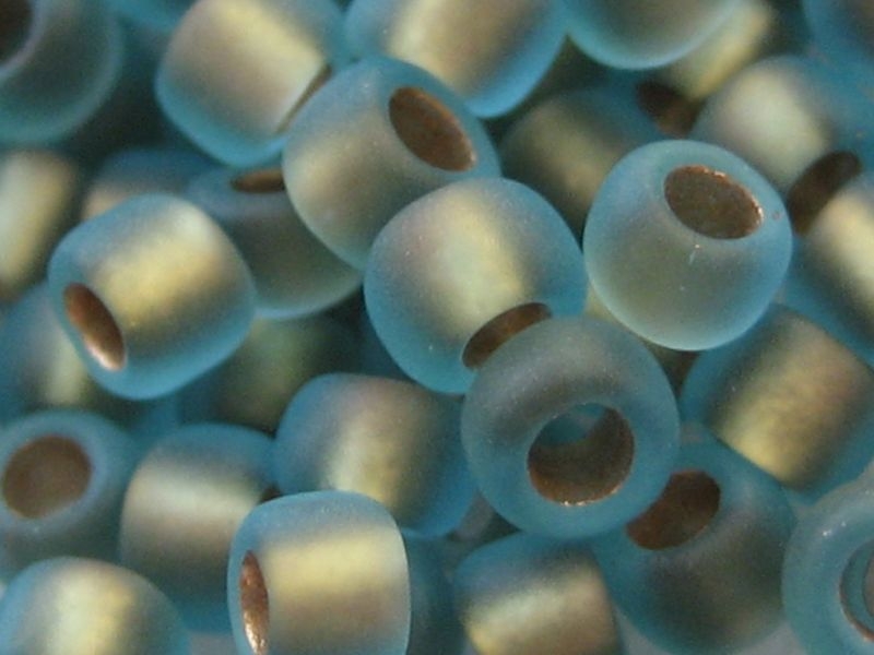 11/0 Rocailles TOHO Frosted Gold Lined Aqua 10g