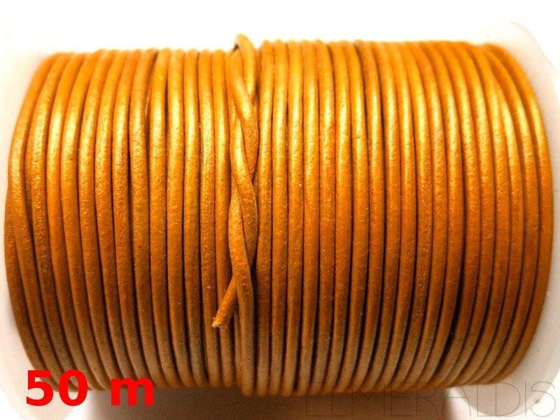 1 mm Lederband Metallic Yellow Dark Gold gelb 50m