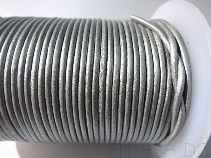 1,5 mm Lederband Silver Metallic silber 50m