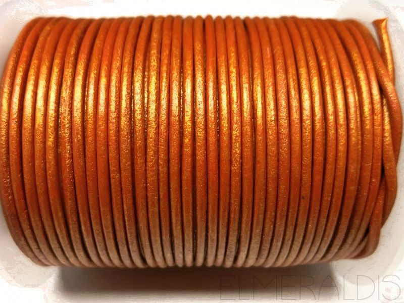 1,5 mm Lederband Metallic Cinnamon orange 1 m
