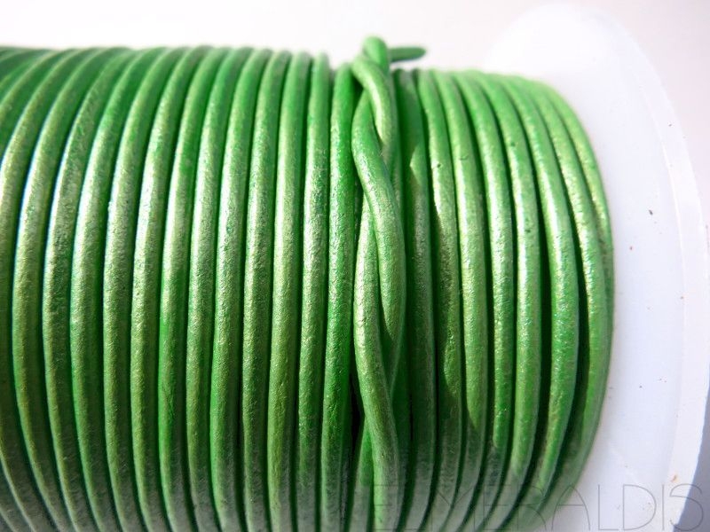 2 mm Lederband Metallic Olive Green grün 1m