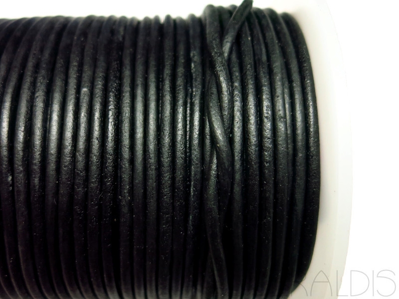 2 mm Lederband Black schwarz 50m