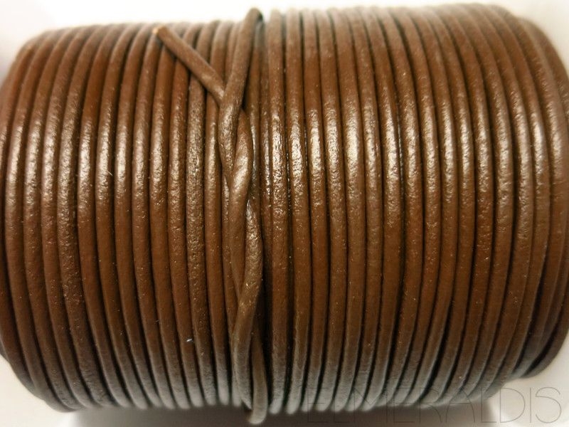 2 mm Lederband Hazelnut Brown dunkelbraun 1m