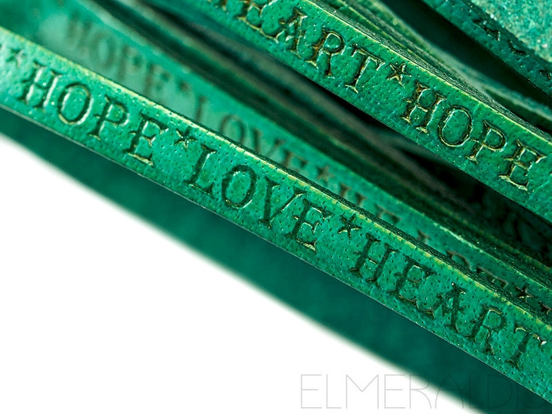 5mm Lederband flach HOPE LOVE HEART Emerald dunkelgrün 20cm
