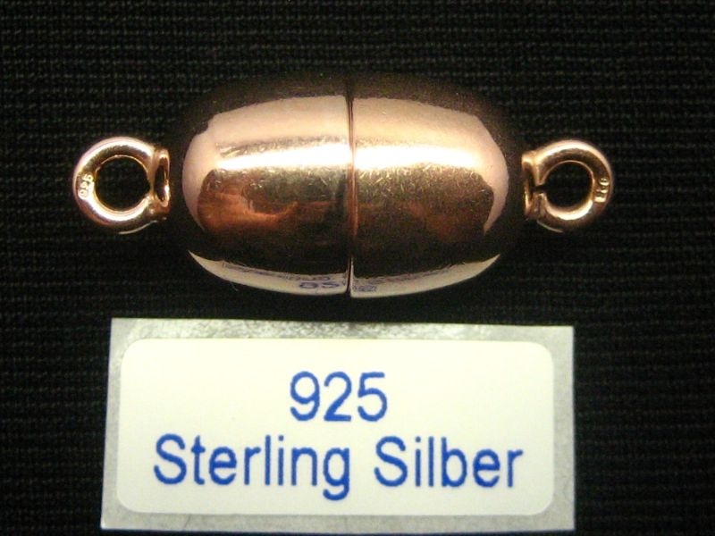 15 mm Magnetverschluß 925 Silber rose vergoldet