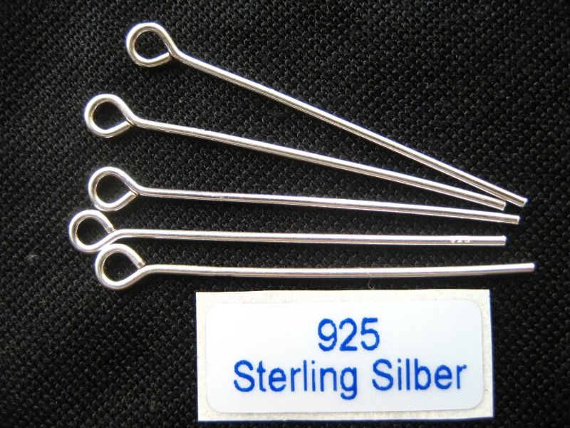 4x Kettelstifte 925 Silber 32 mm x 0,6 mm