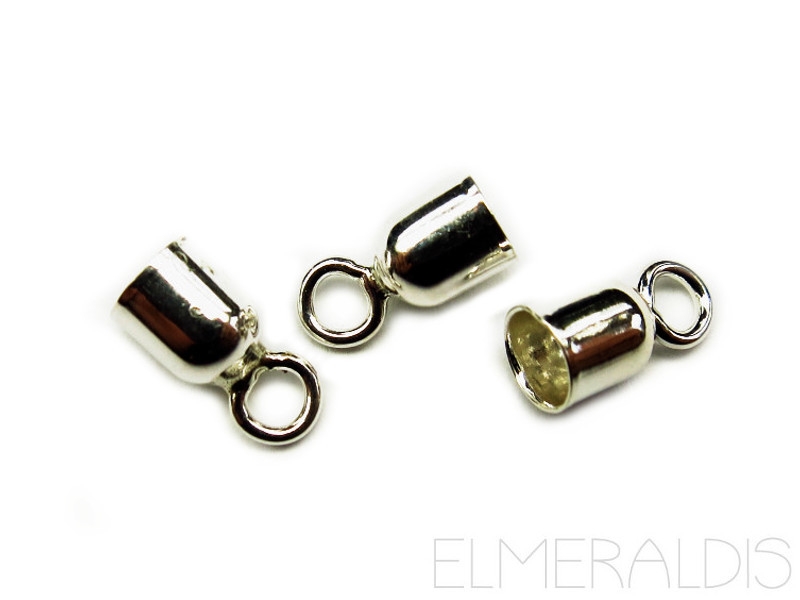 3mm Endkappen 925 Silber für Leder Kautschuk 2x