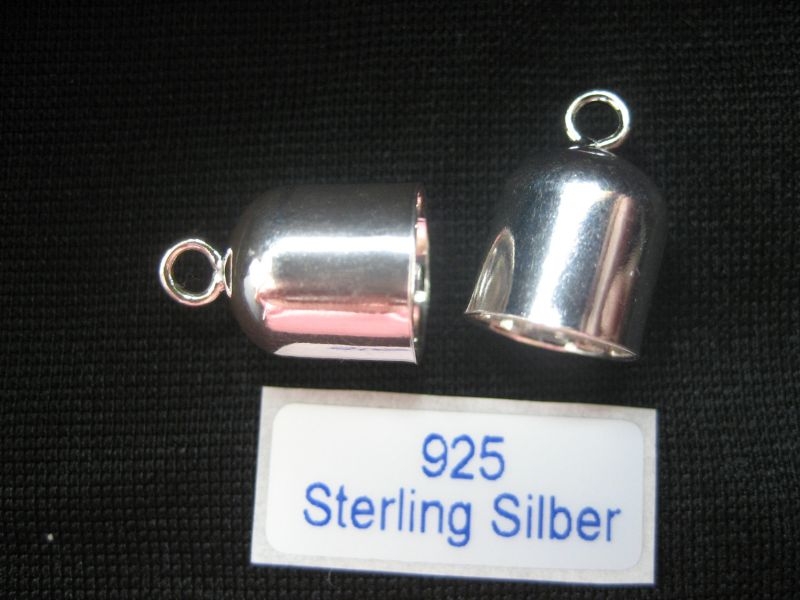 8 mm Endkappen 925 Silber 2x