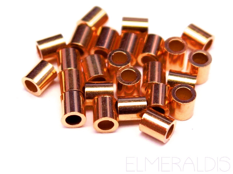 5 mm Röhrenperlen Tubes 925 Silber Rosegold vergoldet 10x